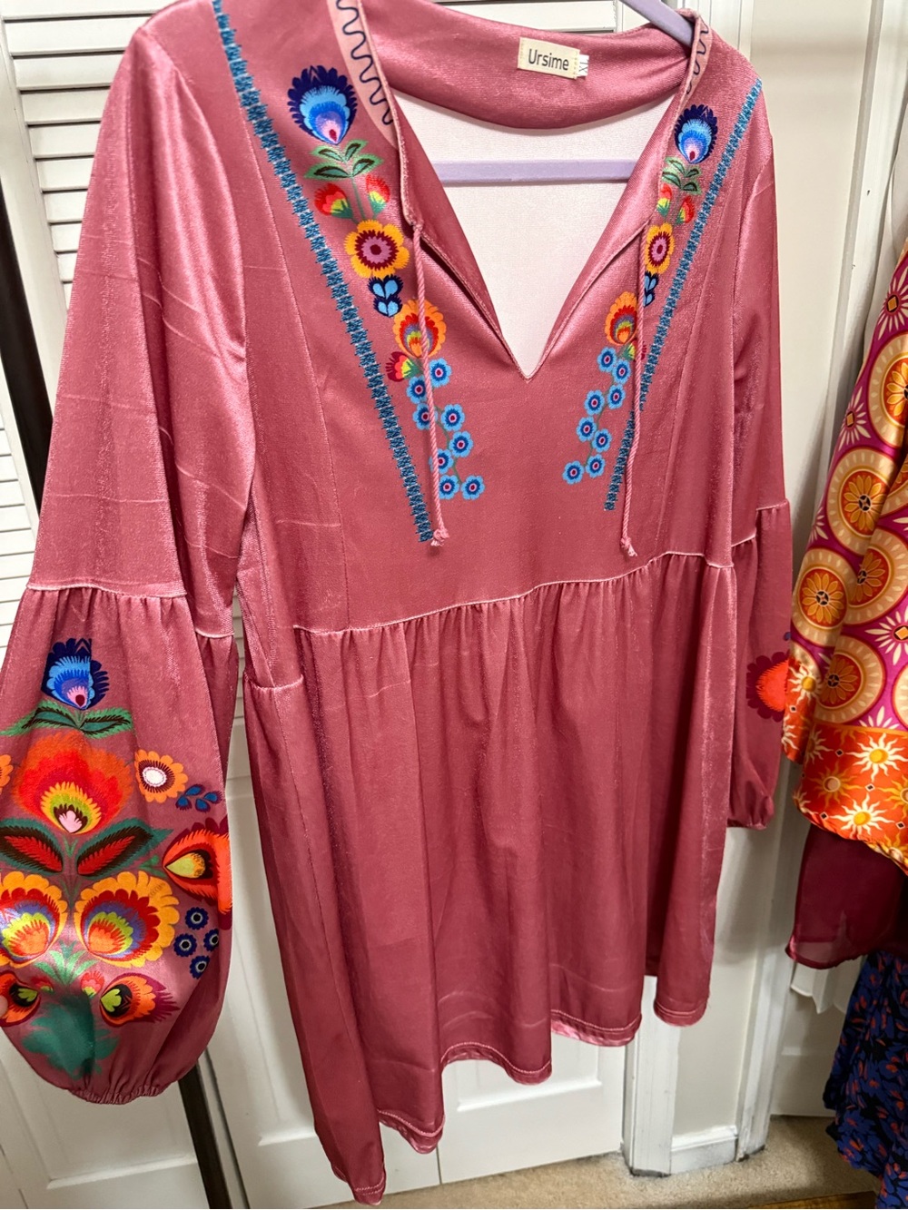 Ursime Pink Embroidered Boho Tunic